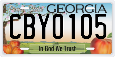 GA license plate CBY0105