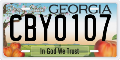 GA license plate CBY0107