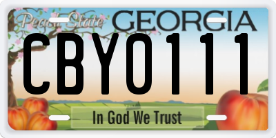 GA license plate CBY0111