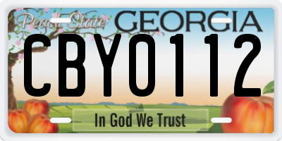 GA license plate CBY0112