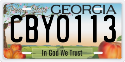 GA license plate CBY0113