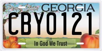 GA license plate CBY0121