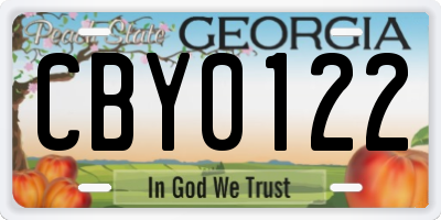 GA license plate CBY0122