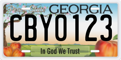 GA license plate CBY0123