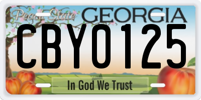 GA license plate CBY0125