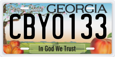GA license plate CBY0133