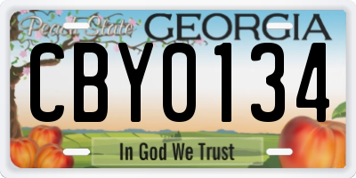 GA license plate CBY0134