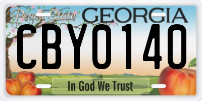 GA license plate CBY0140