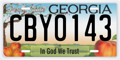 GA license plate CBY0143