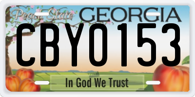 GA license plate CBY0153