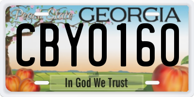 GA license plate CBY0160
