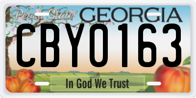 GA license plate CBY0163