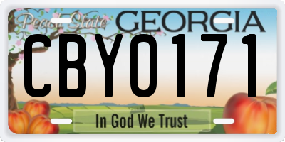 GA license plate CBY0171