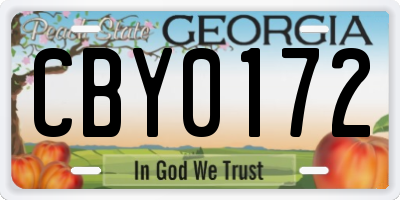 GA license plate CBY0172