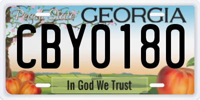 GA license plate CBY0180