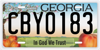 GA license plate CBY0183