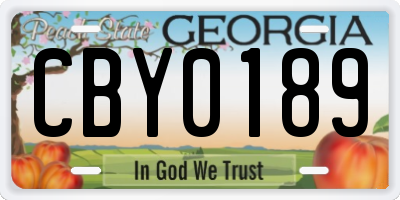 GA license plate CBY0189