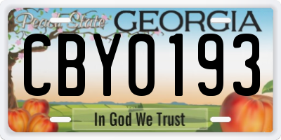 GA license plate CBY0193