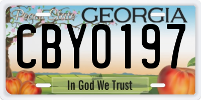 GA license plate CBY0197