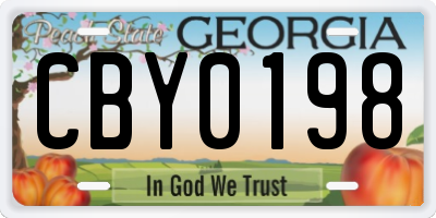 GA license plate CBY0198