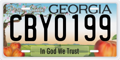 GA license plate CBY0199