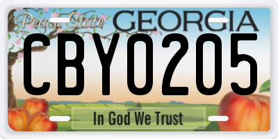 GA license plate CBY0205