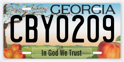 GA license plate CBY0209
