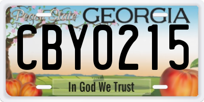 GA license plate CBY0215