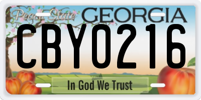 GA license plate CBY0216
