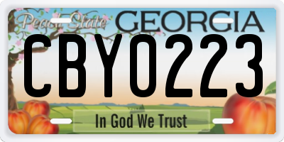 GA license plate CBY0223