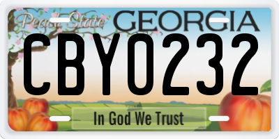 GA license plate CBY0232