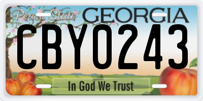 GA license plate CBY0243