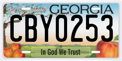 GA license plate CBY0253