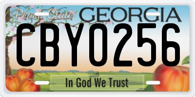 GA license plate CBY0256