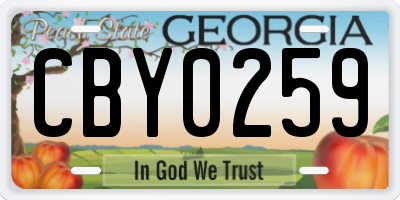 GA license plate CBY0259
