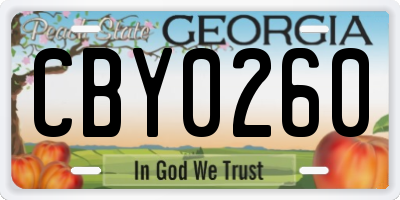 GA license plate CBY0260