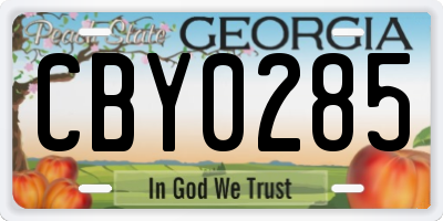 GA license plate CBY0285