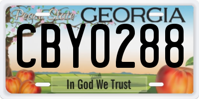 GA license plate CBY0288