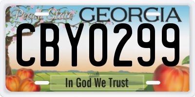 GA license plate CBY0299