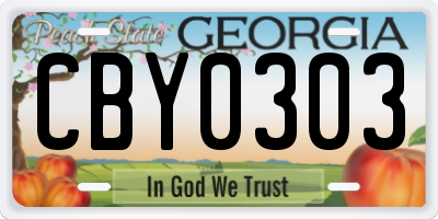 GA license plate CBY0303