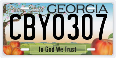 GA license plate CBY0307