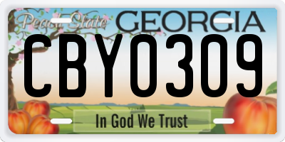 GA license plate CBY0309
