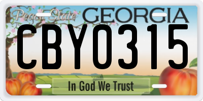 GA license plate CBY0315