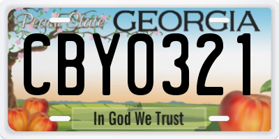 GA license plate CBY0321