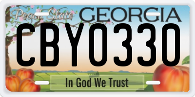 GA license plate CBY0330