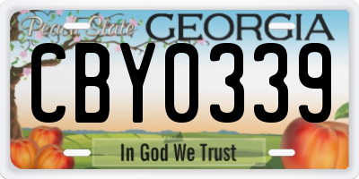 GA license plate CBY0339