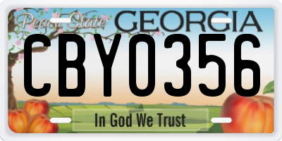 GA license plate CBY0356