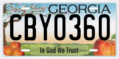 GA license plate CBY0360