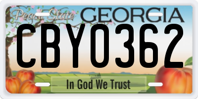 GA license plate CBY0362