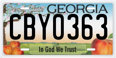 GA license plate CBY0363